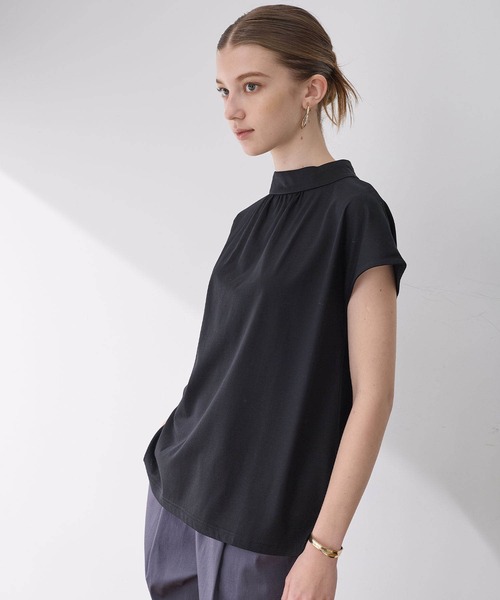 LE SOUK HOLIDAY(ルスークホリデー)の「【接触冷感】ギャザーネックフレンチスリーブTシャツ(Tシャツ/カットソー・レディース・オフホワイト/ブルー/ネイビー/ブラック・M/L)」の22枚目の写真