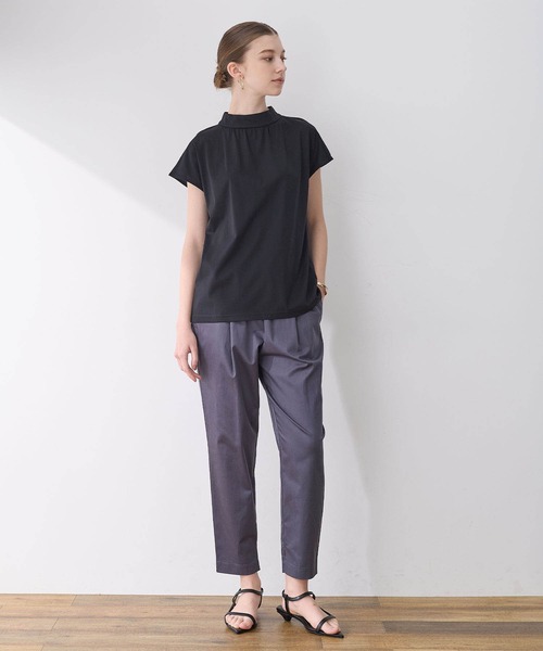 LE SOUK HOLIDAY(ルスークホリデー)の「【接触冷感】ギャザーネックフレンチスリーブTシャツ(Tシャツ/カットソー・レディース・オフホワイト/ブルー/ネイビー/ブラック・M/L)」の19枚目の写真