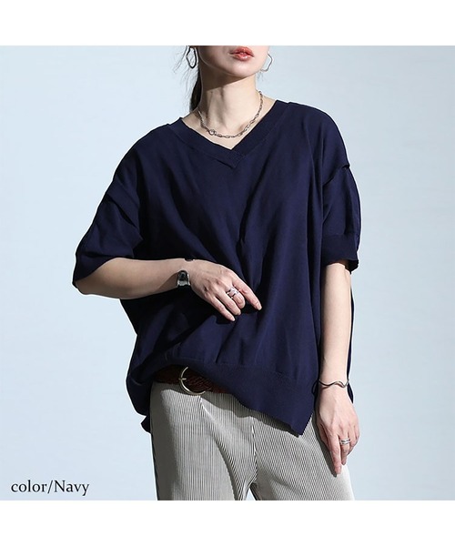 GOLDJAPAN(ゴールドジャパン)の「カットアウトスリーブVネックニット【大きいサイズ対応】(ニット/セーター・レディース・杢グレー/オフホワイト/ブラック/ネイビー/ライトグレー/ベージュ系・LL~3L/4L~5L)」の16枚目の写真