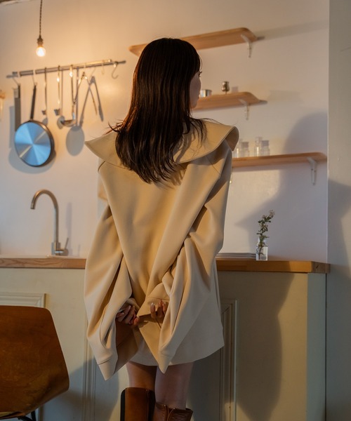 mideal（マイディール）の「collar sweat tunic / カラースウェットチュニック（スウェット・レディース・ベージュ/ブルーグレー・FREE）」の9枚目の写真