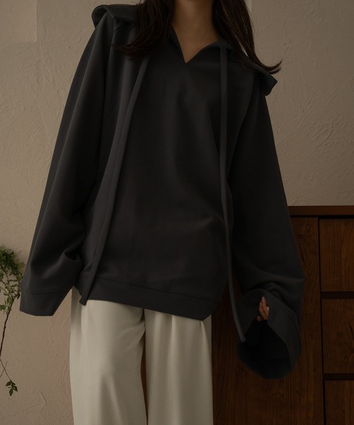 mideal（マイディール）の「collar sweat tunic / カラースウェットチュニック（スウェット・レディース・ベージュ/ブルーグレー・FREE）」の4枚目の写真