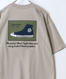 CONVERSE/コンバース シューズイラスト フロント/バック サガラ刺繍 ワンポイント 半袖Tシャツ レディース メンズ