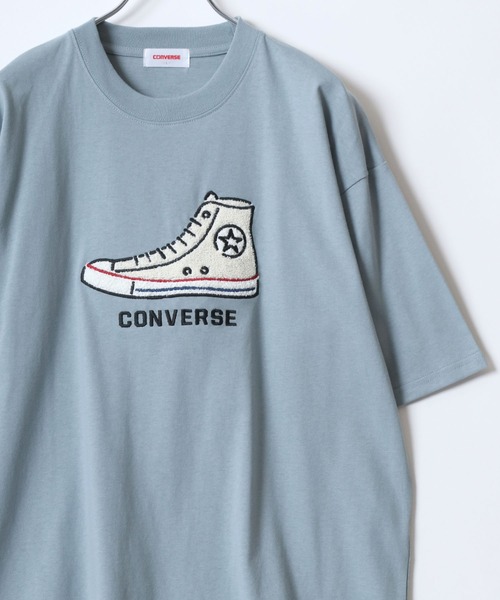 CONVERSE(コンバース)の「CONVERSE/コンバース シューズイラスト フロント/バック サガラ刺繍 ワンポイント 半袖Tシャツ レディース メンズ(Tシャツ/カットソー・レディース・ホワイト系その他2/ブルー/ブラック/ホワイト/ホワイト系その他/ホワイト系その他3/ベージュ/スミクロ・M/L/LL)」の8枚目の写真