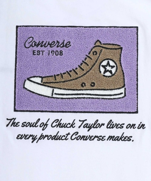 CONVERSE(コンバース)の「CONVERSE/コンバース シューズイラスト フロント/バック サガラ刺繍 ワンポイント 半袖Tシャツ レディース メンズ(Tシャツ/カットソー・レディース・ホワイト系その他2/ブルー/ブラック/ホワイト/ホワイト系その他/ホワイト系その他3/ベージュ/スミクロ・M/L/LL)」の21枚目の写真