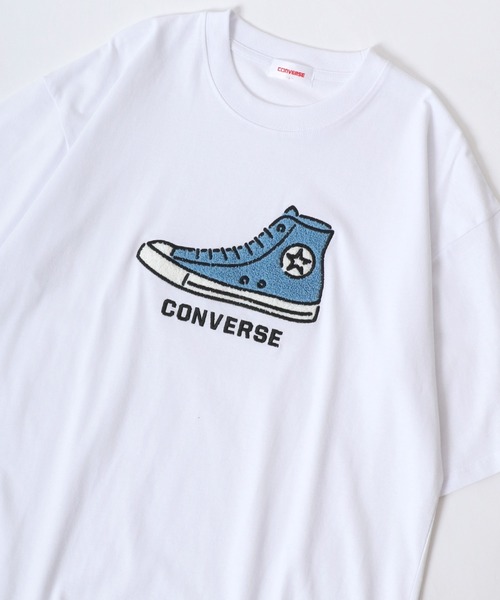 CONVERSE(コンバース)の「CONVERSE/コンバース シューズイラスト フロント/バック サガラ刺繍 ワンポイント 半袖Tシャツ レディース メンズ(Tシャツ/カットソー・レディース・ホワイト系その他2/ブルー/ブラック/ホワイト/ホワイト系その他/ホワイト系その他3/ベージュ/スミクロ・M/L/LL)」の17枚目の写真