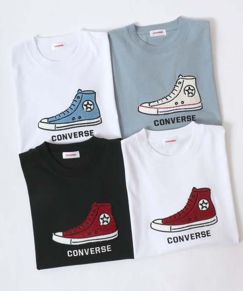 CONVERSE(コンバース)の「CONVERSE/コンバース シューズイラスト フロント/バック サガラ刺繍 ワンポイント 半袖Tシャツ レディース メンズ(Tシャツ/カットソー・レディース・ホワイト系その他2/ブルー/ブラック/ホワイト/ホワイト系その他/ホワイト系その他3/ベージュ/スミクロ・M/L/LL)」の14枚目の写真