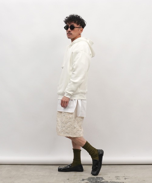 Aphlotus(アプロタス)の「ふくれジャガード サイドギャザー ハーフパンツ(その他パンツ・メンズ・ブラック/オフホワイト・LARGE/MEDIUM)」の8枚目の写真