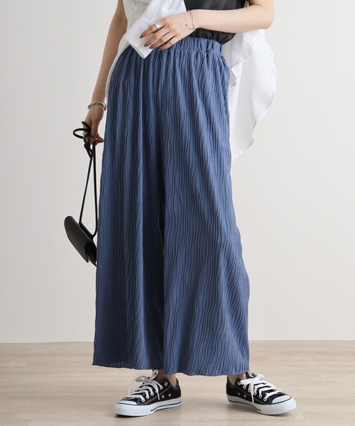 atONE（アットワン）の「atONE リップルストライプパンツ（その他パンツ・レディース・ブラック/チャコール/カーキ/グレー系その他/ブルー・M/L）」の5枚目の写真