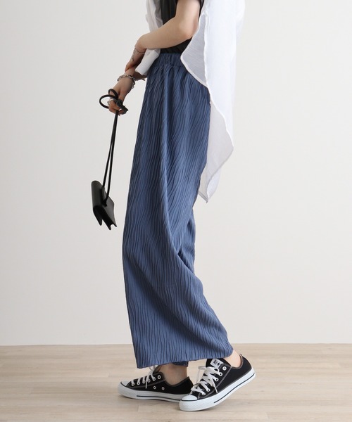 atONE（アットワン）の「atONE リップルストライプパンツ（その他パンツ・レディース・ブラック/チャコール/カーキ/グレー系その他/ブルー・M/L）」の21枚目の写真