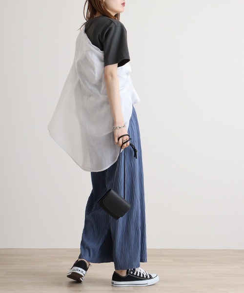 atONE（アットワン）の「atONE リップルストライプパンツ（その他パンツ・レディース・ブラック/チャコール/カーキ/グレー系その他/ブルー・M/L）」の13枚目の写真