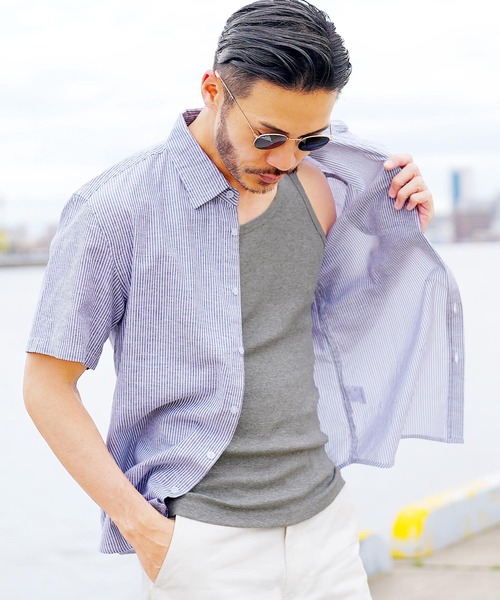 jiggys shop(ジギーズショップ)の「テレコリブタンクトップ(タンクトップ・メンズ・ブラック/カーキ/杢グレー/ネイビー/ホワイト・MEDIUM/LARGE/X-LARGE)」の4枚目の写真