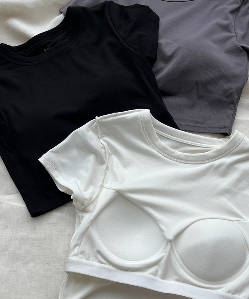 カップ付きクロップドTシャツ【RL】（Tシャツ/カットソー）｜RiLi