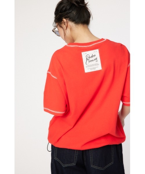 RODEO CROWNS WIDE BOWL（ロデオクラウンズワイドボウル）の「ドロストビッグTシャツ（Tシャツ/カットソー・レディース・ブラック/オフホワイト/ブラック系その他/レッド・FREE）」の2枚目の写真