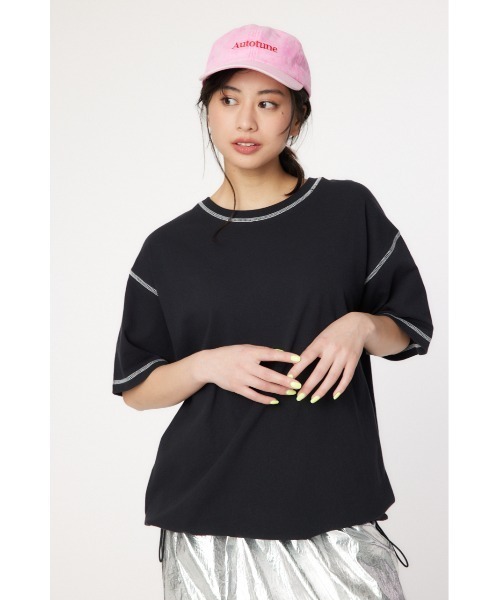 RODEO CROWNS WIDE BOWL（ロデオクラウンズワイドボウル）の「ドロストビッグTシャツ（Tシャツ/カットソー・レディース・ブラック/オフホワイト/ブラック系その他/レッド・FREE）」の3枚目の写真