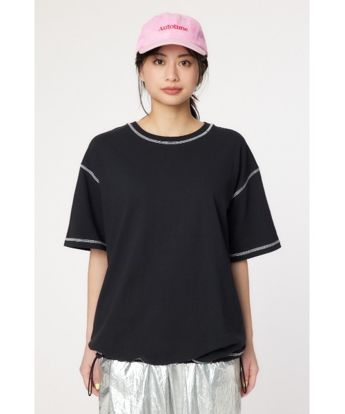 RODEO CROWNS WIDE BOWL（ロデオクラウンズワイドボウル）の「ドロストビッグTシャツ（Tシャツ/カットソー・レディース・ブラック/オフホワイト/ブラック系その他/レッド・FREE）」の22枚目の写真
