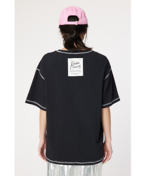 RODEO CROWNS WIDE BOWL（ロデオクラウンズワイドボウル）の「ドロストビッグTシャツ（Tシャツ/カットソー・レディース・ブラック/オフホワイト/ブラック系その他/レッド・FREE）」の19枚目の写真