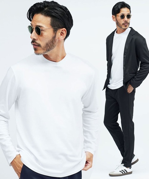 jiggys shop(ジギーズショップ)の「ジャケット専用カットソー 接触冷感 ジャケットロンT(Tシャツ/カットソー・メンズ・ホワイト系その他2/ブラック系その他2/グレー系その他2/グレー系その他/ホワイト系その他/ブラック系その他・MEDIUM/LARGE/X-LARGE)」の2枚目の写真