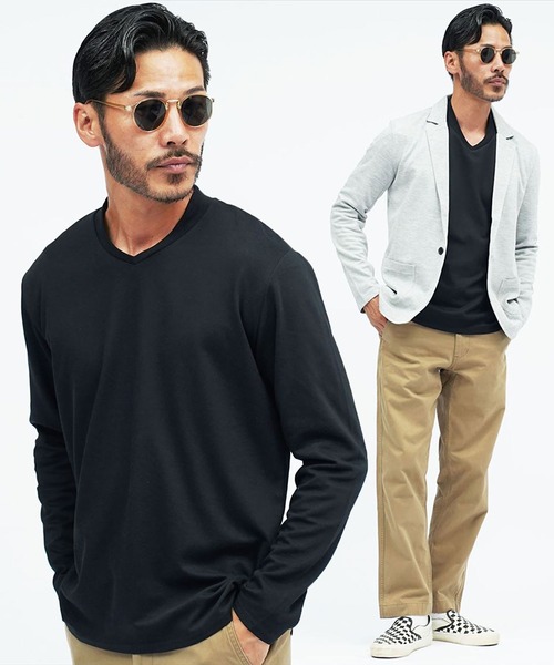 jiggys shop(ジギーズショップ)の「ジャケット専用カットソー 接触冷感 ジャケットロンT(Tシャツ/カットソー・メンズ・ホワイト系その他2/ブラック系その他2/グレー系その他2/グレー系その他/ホワイト系その他/ブラック系その他・MEDIUM/LARGE/X-LARGE)」の4枚目の写真