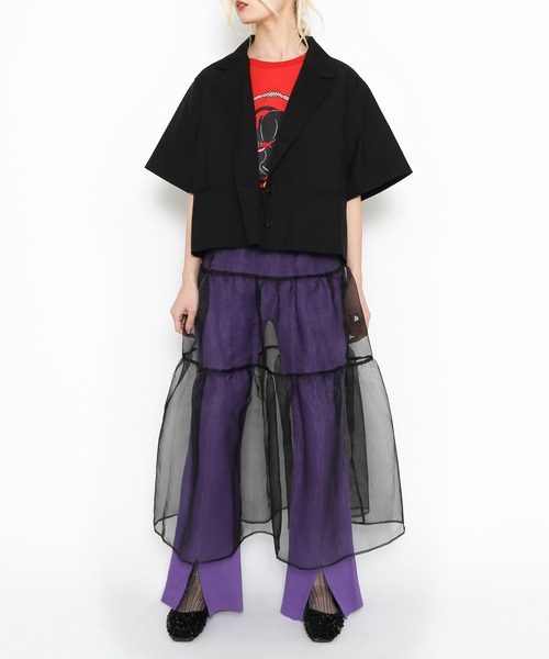 PUNYUS(プニュズ)の「半袖ショートテーラードジャケット(テーラードジャケット・レディース・グレー/ブラック・1/2/4/3)」の9枚目の写真