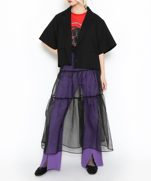 PUNYUS(プニュズ)の「半袖ショートテーラードジャケット(テーラードジャケット・レディース・グレー/ブラック・1/2/4/3)」の11枚目の写真