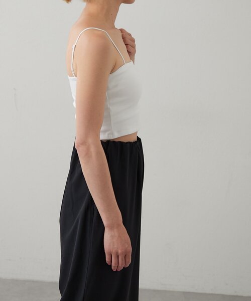earthy（アーシー）の「【抗菌防臭】オーガニックコットンカップ付きクロップドキャミソール（キャミソール・レディース・ブラック/オフホワイト/グレー/ホワイト・SMALL/MEDIUM）」の12枚目の写真