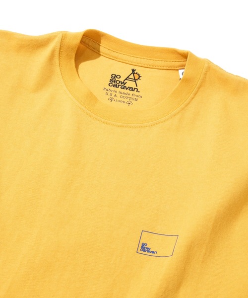 go slow caravan（ゴースローキャラバン）の「USA/C スクエアLOGOバックプリントゆったりTEE（Tシャツ/カットソー・メンズ・イエロー/ブルーグリーン/バイオレット/ホワイト・X-LARGE/LARGE/MEDIUM/SMALL）」の21枚目の写真