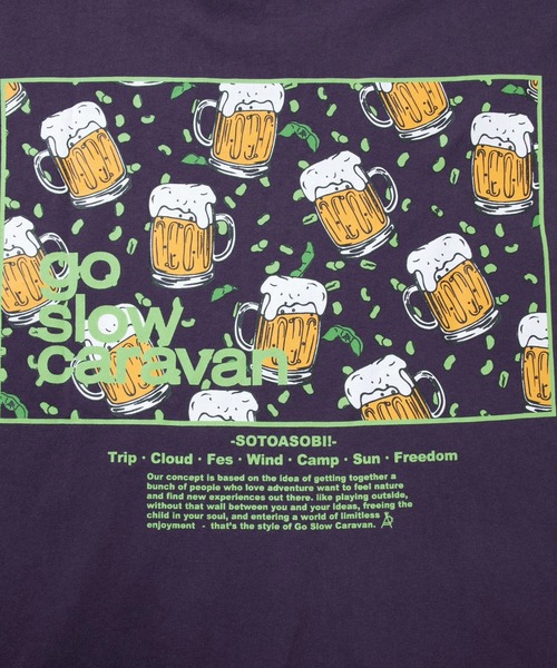 go slow caravan（ゴースローキャラバン）の「USA/C スクエアLOGOバックプリントゆったりTEE（Tシャツ/カットソー・メンズ・イエロー/ブルーグリーン/バイオレット/ホワイト・X-LARGE/LARGE/MEDIUM/SMALL）」の15枚目の写真