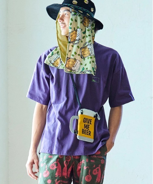 go slow caravan（ゴースローキャラバン）の「USA/C スクエアLOGOバックプリントゆったりTEE（Tシャツ/カットソー・メンズ・イエロー/ブルーグリーン/バイオレット/ホワイト・X-LARGE/LARGE/MEDIUM/SMALL）」の16枚目の写真