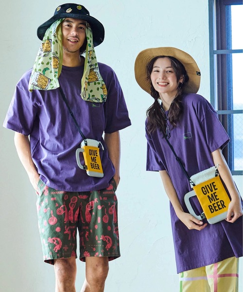 go slow caravan（ゴースローキャラバン）の「USA/C スクエアLOGOバックプリントゆったりTEE（Tシャツ/カットソー・メンズ・イエロー/ブルーグリーン/バイオレット/ホワイト・X-LARGE/LARGE/MEDIUM/SMALL）」の18枚目の写真