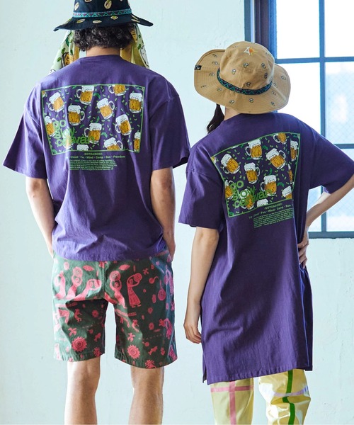 go slow caravan（ゴースローキャラバン）の「USA/C スクエアLOGOバックプリントゆったりTEE（Tシャツ/カットソー・メンズ・イエロー/ブルーグリーン/バイオレット/ホワイト・X-LARGE/LARGE/MEDIUM/SMALL）」の19枚目の写真