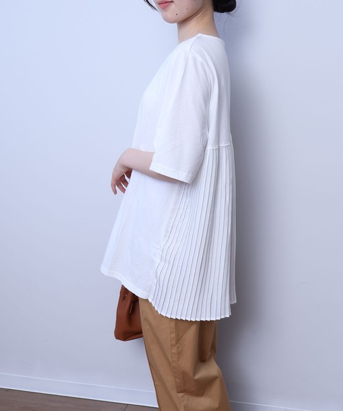 MB mint breeze(エムビーミントブリーズ)の「【L~5L 大きいサイズ】コットン天竺バックプリーツカットソー(Tシャツ/カットソー・レディース・ブラック/オフホワイト/ブルー・3L/4L/5L/LL/L)」の12枚目の写真