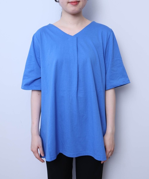 MB mint breeze(エムビーミントブリーズ)の「【L~5L 大きいサイズ】コットン天竺バックプリーツカットソー(Tシャツ/カットソー・レディース・ブラック/オフホワイト/ブルー・3L/4L/5L/LL/L)」の15枚目の写真