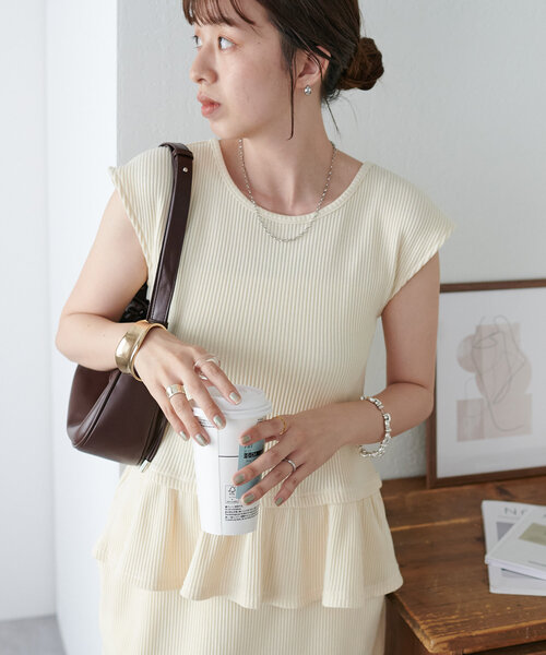 DISCOAT（ディスコート）の「【WEB限定】ワッフルトップススカートセットアップ（ワンピース・レディース・ブラック/アイボリー・MEDIUM）」の8枚目の写真