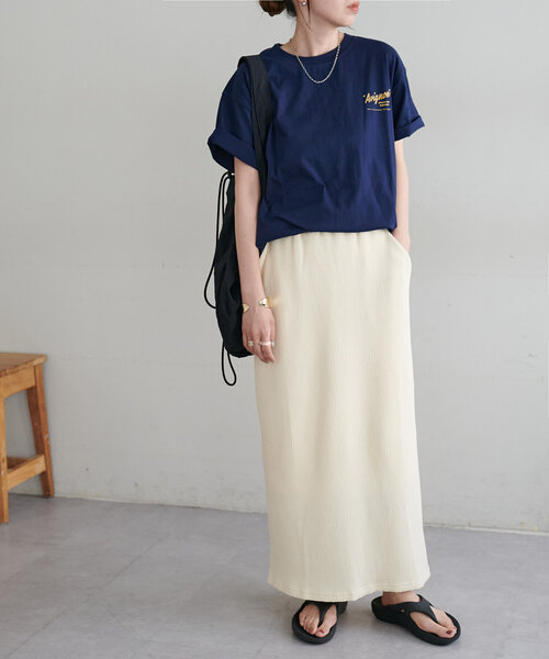 DISCOAT（ディスコート）の「【WEB限定】ワッフルトップススカートセットアップ（ワンピース・レディース・ブラック/アイボリー・MEDIUM）」の19枚目の写真