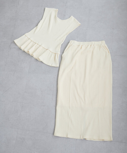 DISCOAT（ディスコート）の「【WEB限定】ワッフルトップススカートセットアップ（ワンピース・レディース・ブラック/アイボリー・MEDIUM）」の21枚目の写真