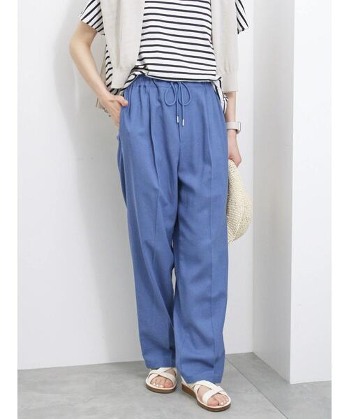 Samansa Mos2 blue（サマンサモスモスブルー）の「【接触冷感】麻レーヨンテーパードパンツ（その他パンツ・レディース・キナリ/ブラック/ブルー/カーキ・F）」の4枚目の写真