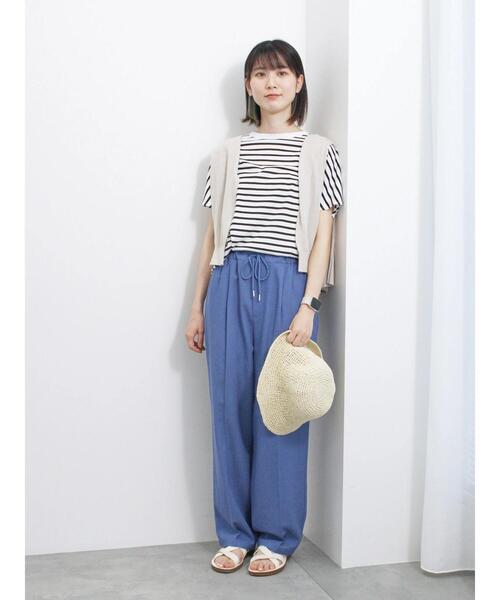 Samansa Mos2 blue（サマンサモスモスブルー）の「【接触冷感】麻レーヨンテーパードパンツ（その他パンツ・レディース・キナリ/ブラック/ブルー/カーキ・F）」の18枚目の写真