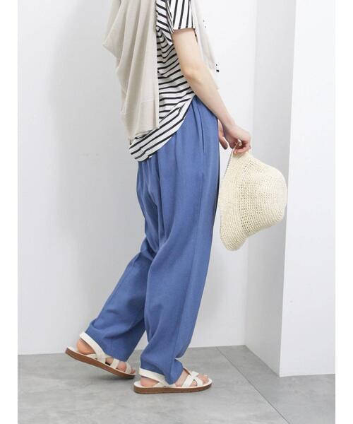 Samansa Mos2 blue（サマンサモスモスブルー）の「【接触冷感】麻レーヨンテーパードパンツ（その他パンツ・レディース・キナリ/ブラック/ブルー/カーキ・F）」の21枚目の写真