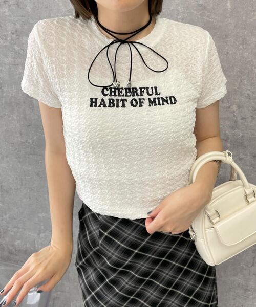 WEGO（ウィゴー）の「WEGO/クリンクルプリントトップス（Tシャツ/カットソー・レディース・ホワイト/ブラック・FREE）」の6枚目の写真