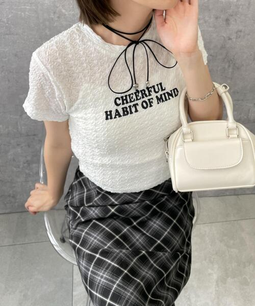 WEGO（ウィゴー）の「WEGO/クリンクルプリントトップス（Tシャツ/カットソー・レディース・ホワイト/ブラック・FREE）」の7枚目の写真