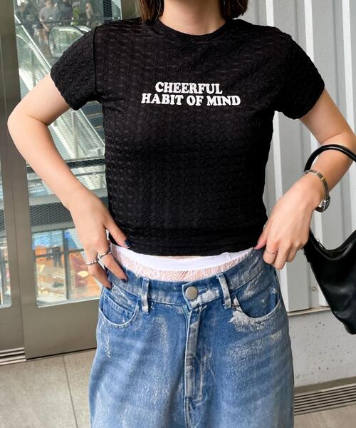 WEGO（ウィゴー）の「WEGO/クリンクルプリントトップス（Tシャツ/カットソー・レディース・ホワイト/ブラック・FREE）」の9枚目の写真