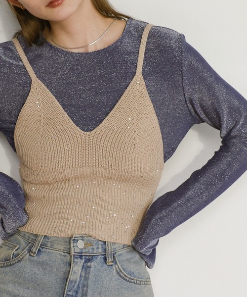 セール】スパンコールMIXニットビスチェ（ベスト）｜select MOCA