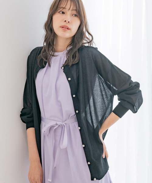 Jayro(ジャイロ)の「シアーリラックスシルエットクルーネックカーディガン(カーディガン/ボレロ・レディース・ブラック/ブルー/ホワイト系その他/ベージュ・M)」の9枚目の写真
