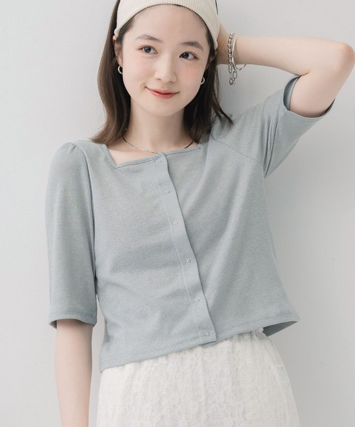 RETRO GIRL（レトロガール）の「ラメテレコカーデ（Tシャツ/カットソー・レディース・ブラック/ブルー/シルバー・FREE）」の11枚目の写真