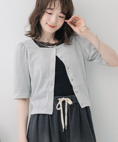 RETRO GIRL（レトロガール）の「ラメテレコカーデ（Tシャツ/カットソー・レディース・ブラック/ブルー/シルバー・FREE）」の4枚目の写真