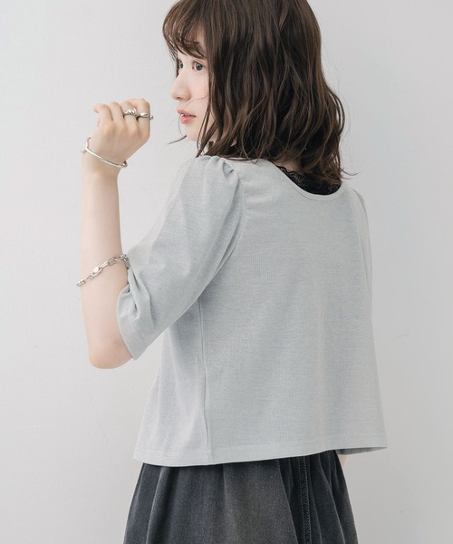 RETRO GIRL（レトロガール）の「ラメテレコカーデ（Tシャツ/カットソー・レディース・ブラック/ブルー/シルバー・FREE）」の5枚目の写真