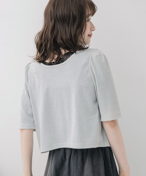 RETRO GIRL（レトロガール）の「ラメテレコカーデ（Tシャツ/カットソー・レディース・ブラック/ブルー/シルバー・FREE）」の6枚目の写真