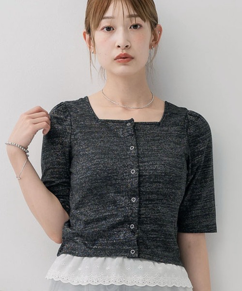 RETRO GIRL（レトロガール）の「ラメテレコカーデ（Tシャツ/カットソー・レディース・ブラック/ブルー/シルバー・FREE）」の18枚目の写真