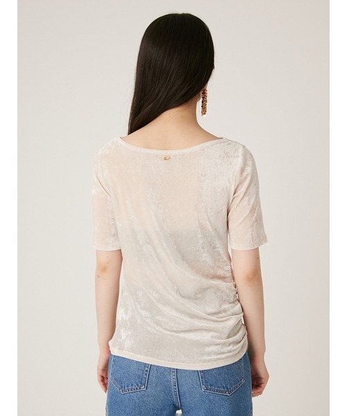 LILY BROWN(リリーブラウン)の「ブラッシュチュールギャザートップス(Tシャツ/カットソー・レディース・カーキ/ブラック/オレンジ/アイボリー・FREE)」の7枚目の写真