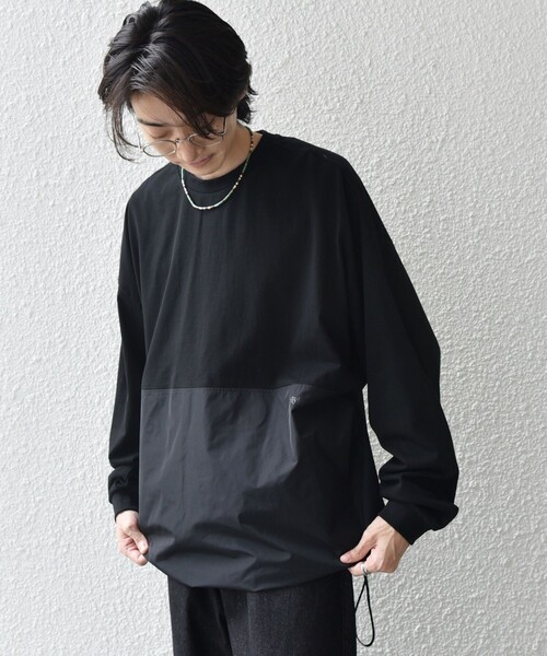 SHIPS any(シップス エニィ)の「SHIPS any: カラーミックスコード トーン オン トーン デザイン Tシャツ【a-nylon】◇(Tシャツ/カットソー・メンズ・ブラック/グレー/ネイビー・MEDIUM/LARGE)」の2枚目の写真